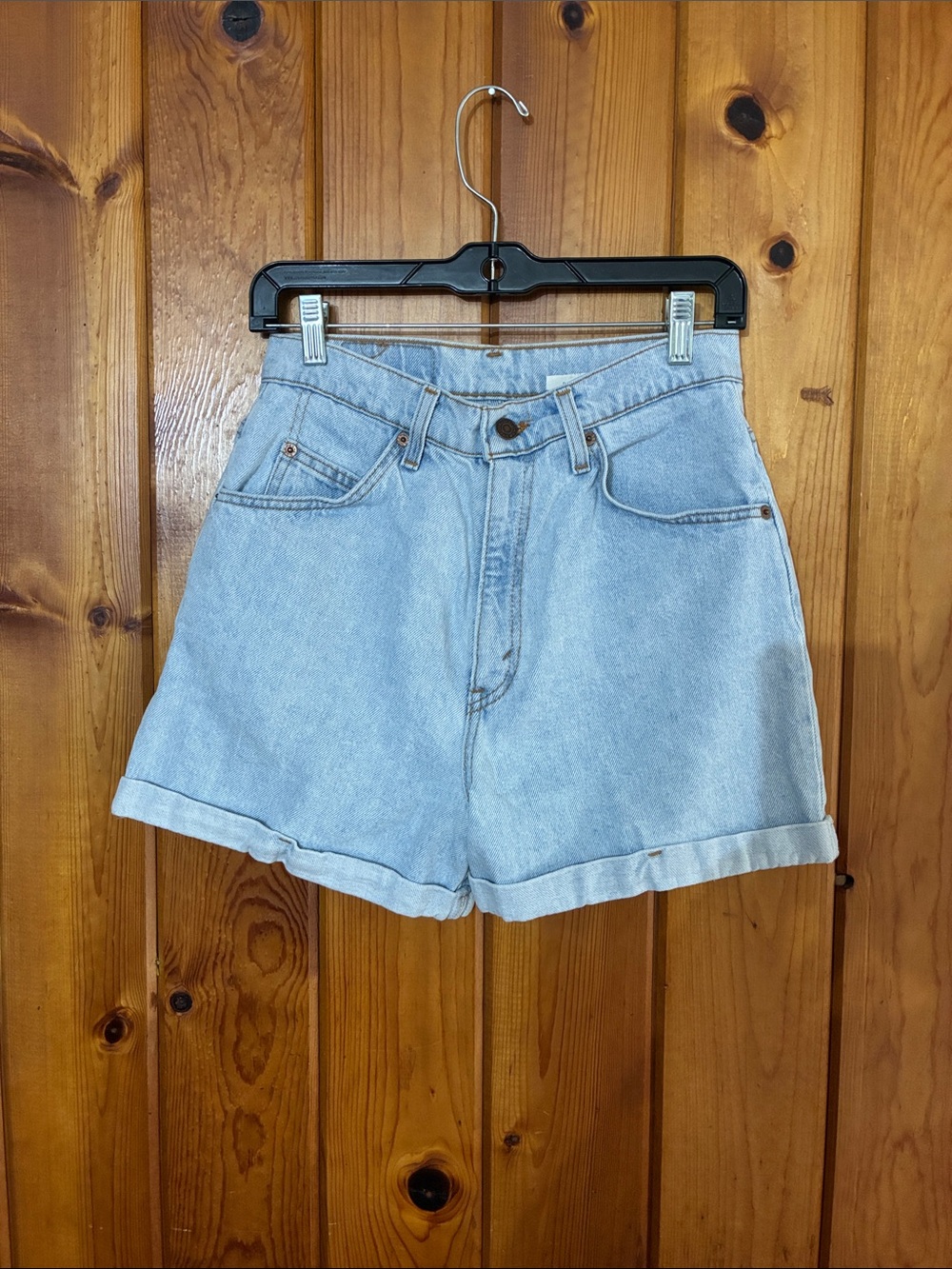 Levi's Light Blue High-Rise Rolled Hem Denim Shorts 954 shorts size 9 - Picture 3 of 6